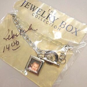 NWT silver tone photo charm toggle bracelet
